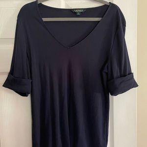 Lauren navy V-kneck knit top